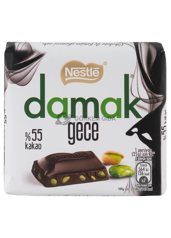 Nestle Damak Gece Antep Fıstıklı Kare Çikolata 63 Gr. (KOLİ)