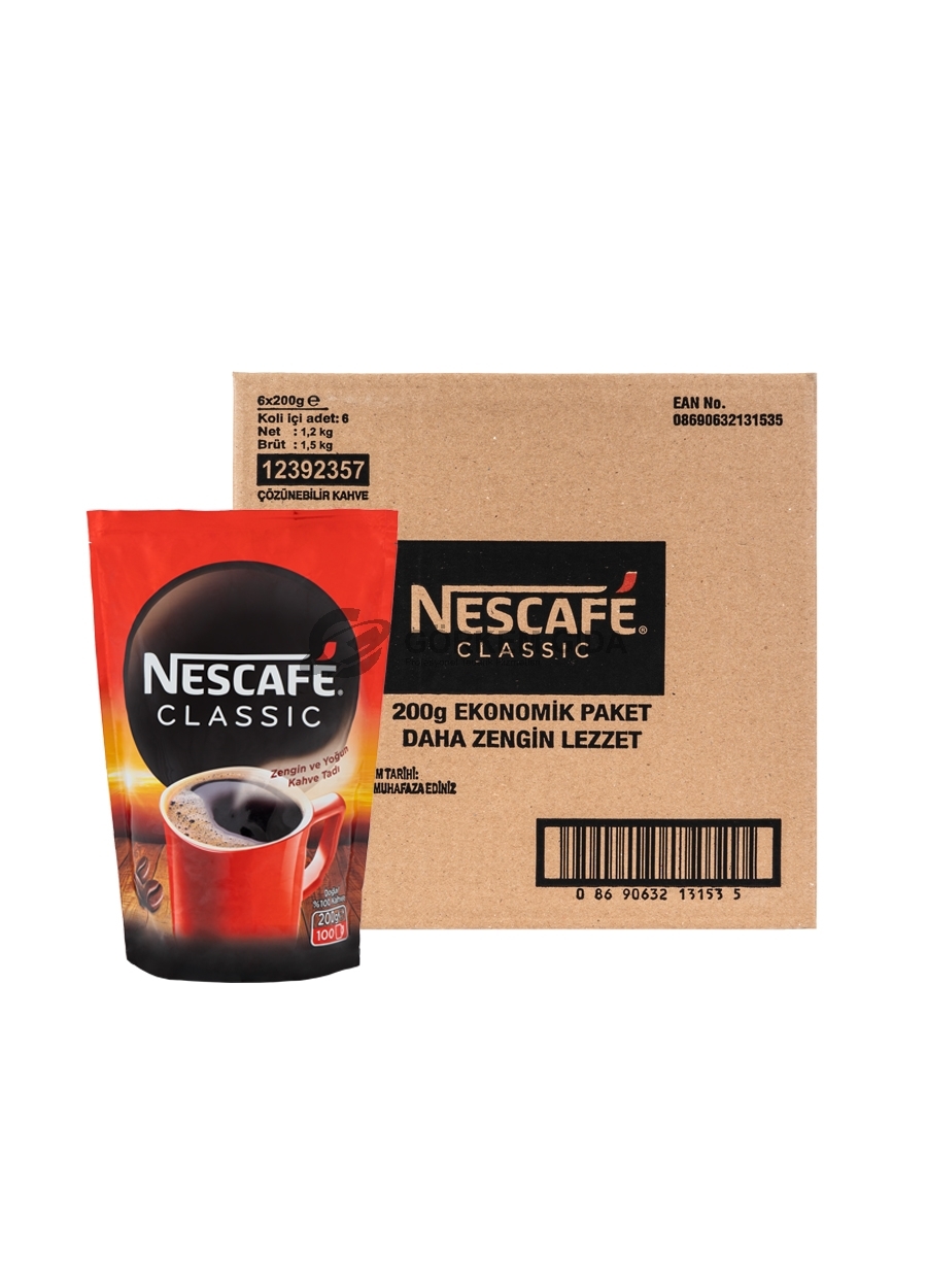 Nescafe Classic Sade Kahve 200 Gr. (KOLİ) 6 Adet