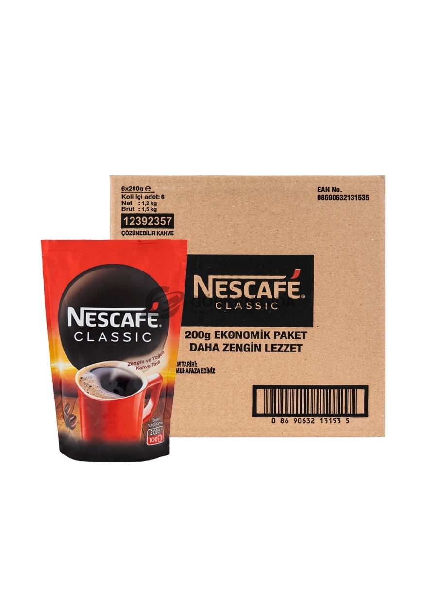 Nescafe%20Classic%20Sade%20Kahve%20200%20Gr.%20(KOLİ)%206%20Adet