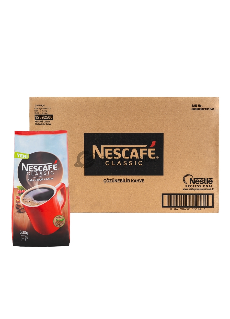 Nescafe Classic Sade Kahve 600 Gr. (KOLİ) 12 Adet