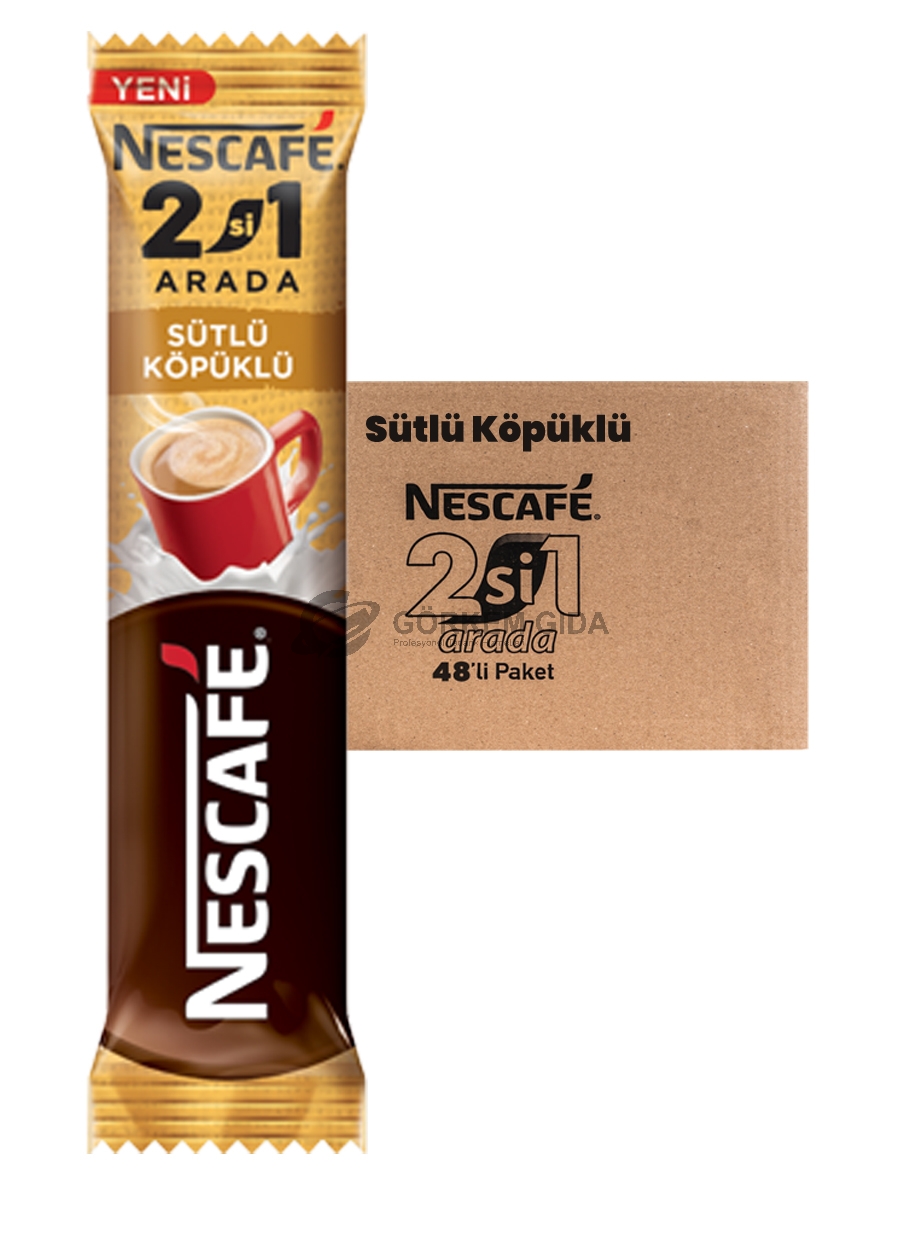 Nescafe%202%20si%201%20Arada%20Şekersiz%20Sütlü%20Köpüklü%20Kahve%2010%20Gr.%20(KOLİ)%20576%20Adet