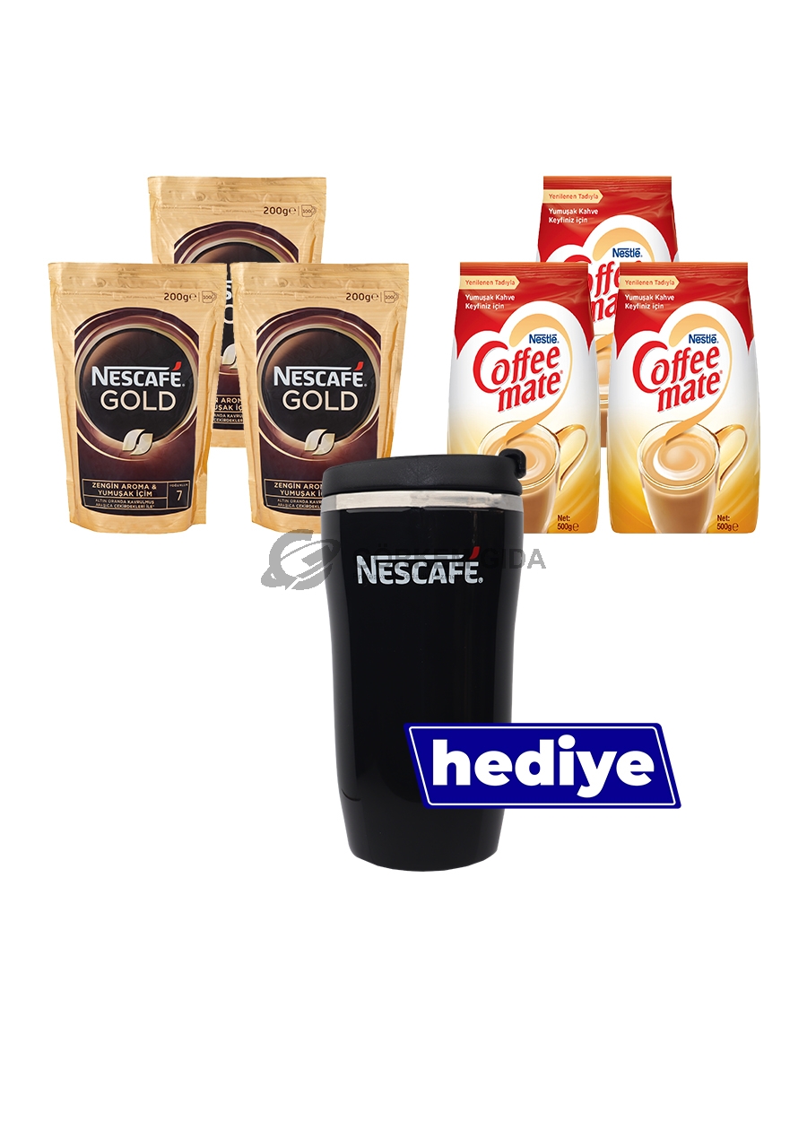 Nescafe Gold 200 Gr (3 Adet) & Coffee Mate 500 Gr. (3 Adet) (Termo Mug Hediyeli)