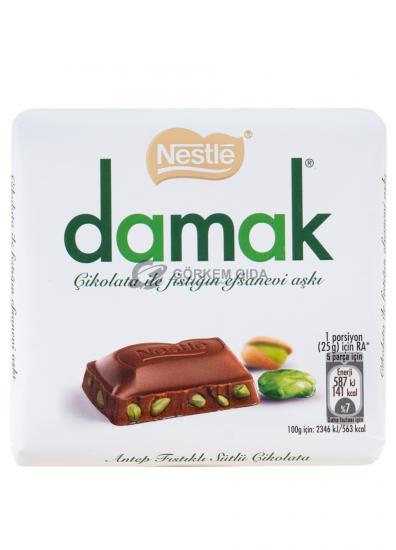 Nestle Damak Antep Fıstıklı Sütlü Kare Çikolata 60 Gr. (KOLİ) 144 Adet | Toptan Nestle Damak Çikolata Çeşitleri Görkem Gıda