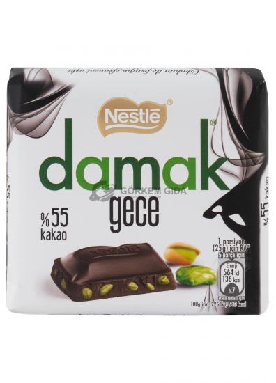 Nestle Damak Gece Antep Fıstıklı Kare Çikolata 63 Gr. (KOLİ) 144 Adet | Toptan Nestle Damak Çikolata Çeşitleri Görkem Gıda